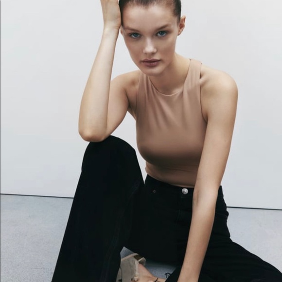 Beige-Pink Halter Body suit - Picture 2 of 3